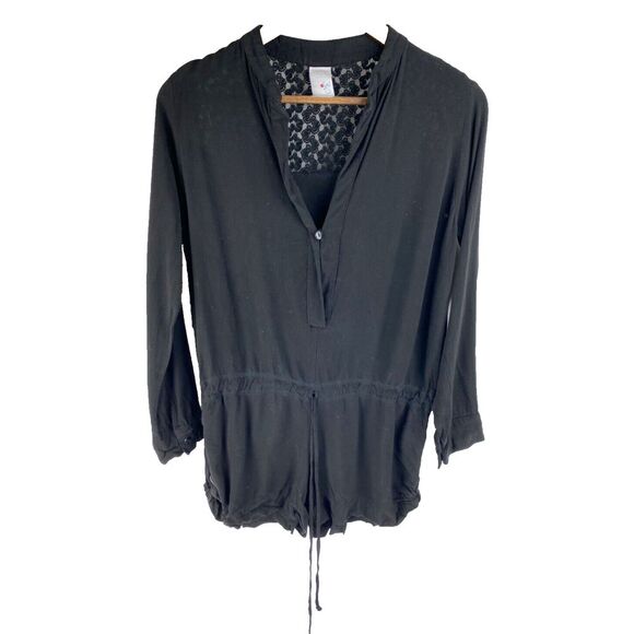 Tylie Malibu Womens‎ S Romper Jumpsuit Black Long Sleeve Drawstring One Piece - Picture 1 of 10
